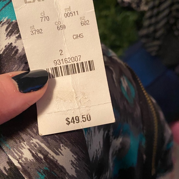 NWT Express Pencil Skirt Size 2 Black & Green/Blue - Picture 11 of 12